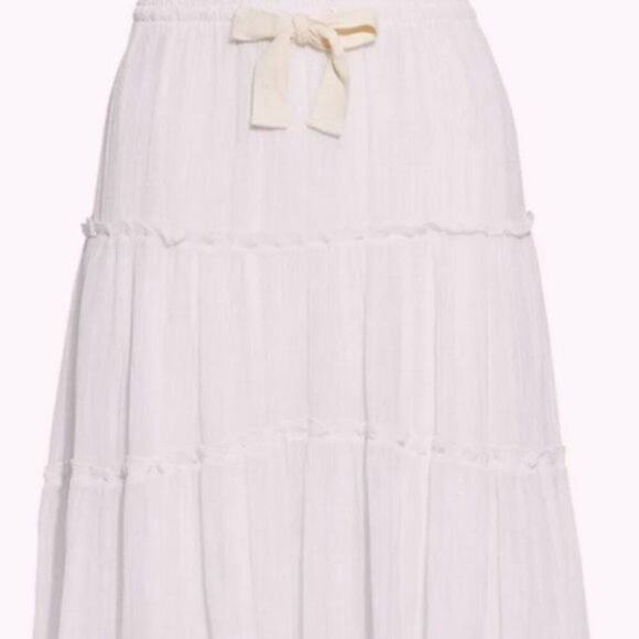See by Chloe Tiered cotton and silk blend crepon midi white size 12 - Picture 3 of 7